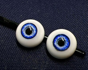 Resin BJD Doll Eyes: Realistic Blue Iris, Custom Pupils (10mm-24mm)