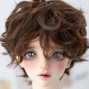 BJD doll stylish wig, hair for 6-7&quot; 7-8&quot; 8-9&quot; for dolls, boy doll hair wig, curly men bjd wigs for ball joint dolls 1/3 1/4 1/6 black brown