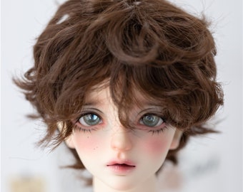 BJD doll stylish wig, hair for 6-7&quot; 7-8&quot; 8-9&quot; for dolls, boy doll hair wig, curly men bjd wigs for ball joint dolls 1/3 1/4 1/6 black brown