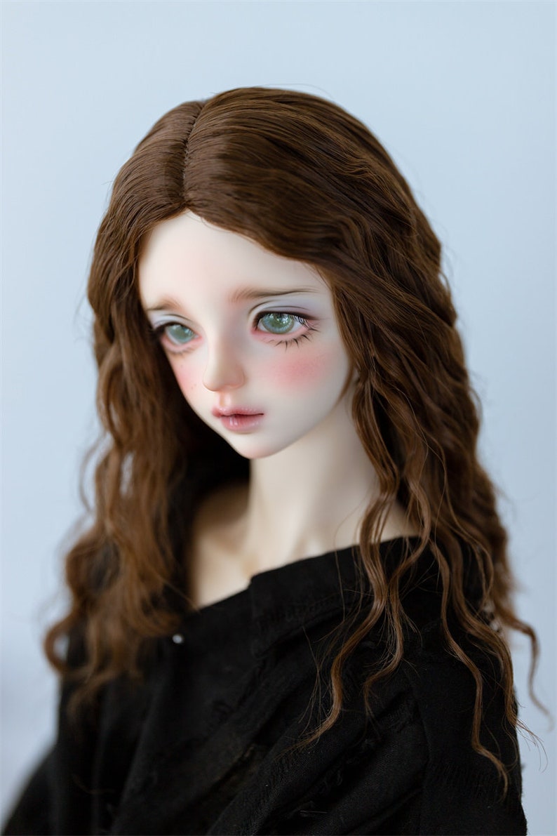 Long Curly Wavy BJD Doll Wig For 1/3 1/4 1/6 Scale Ball-Jointed Dolls - Black