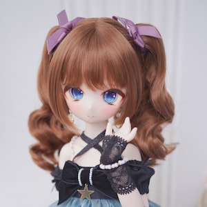 BJD doll wig, bjd wig for ball joint dolls, female doll brown wig, 7-8&quot; 8-9&quot; doll wig