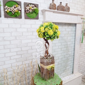 Artificial topiary "Spring mood". Desktop bonsai made of flowers.