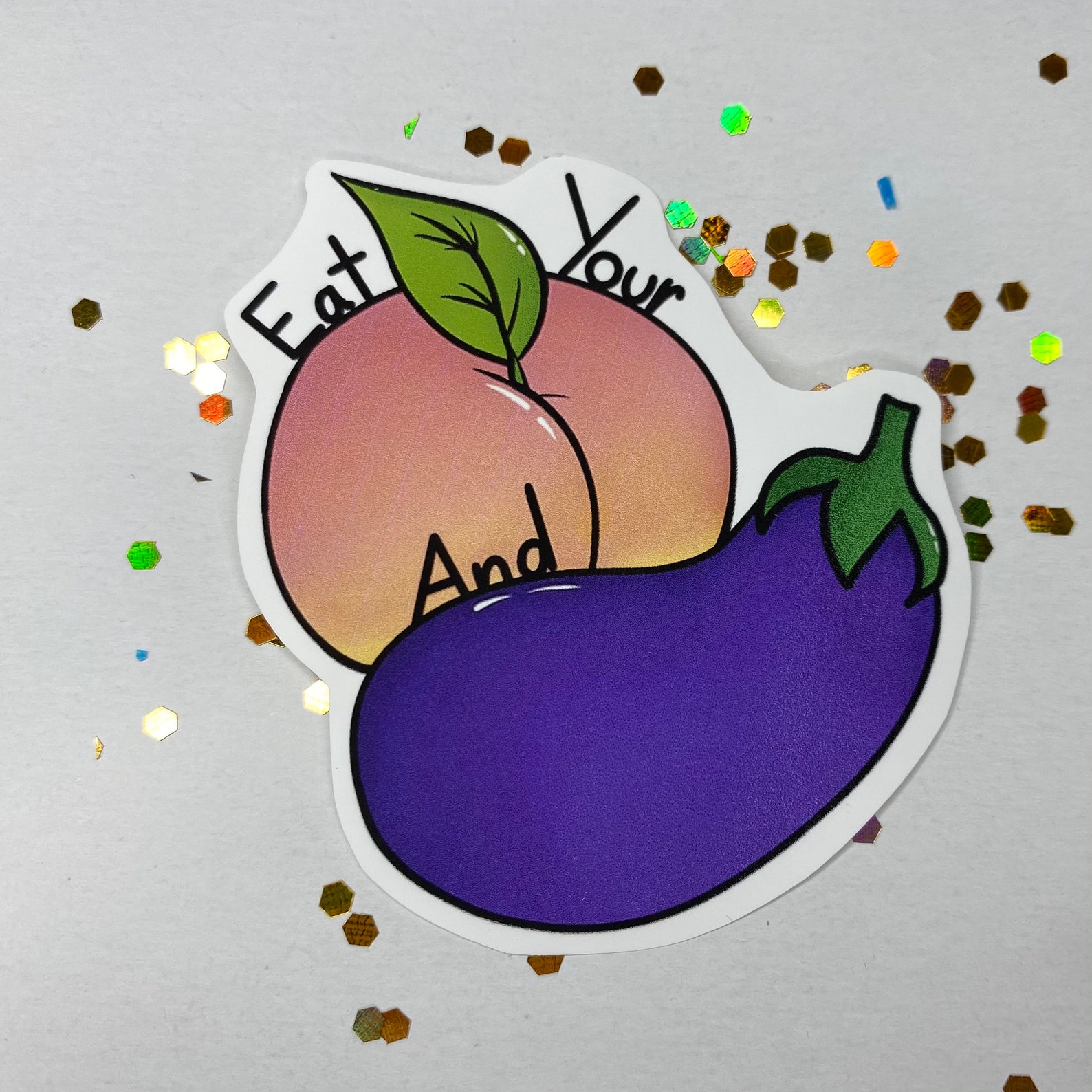 Eat Your Peaches and Eggplants Sticker Etsy