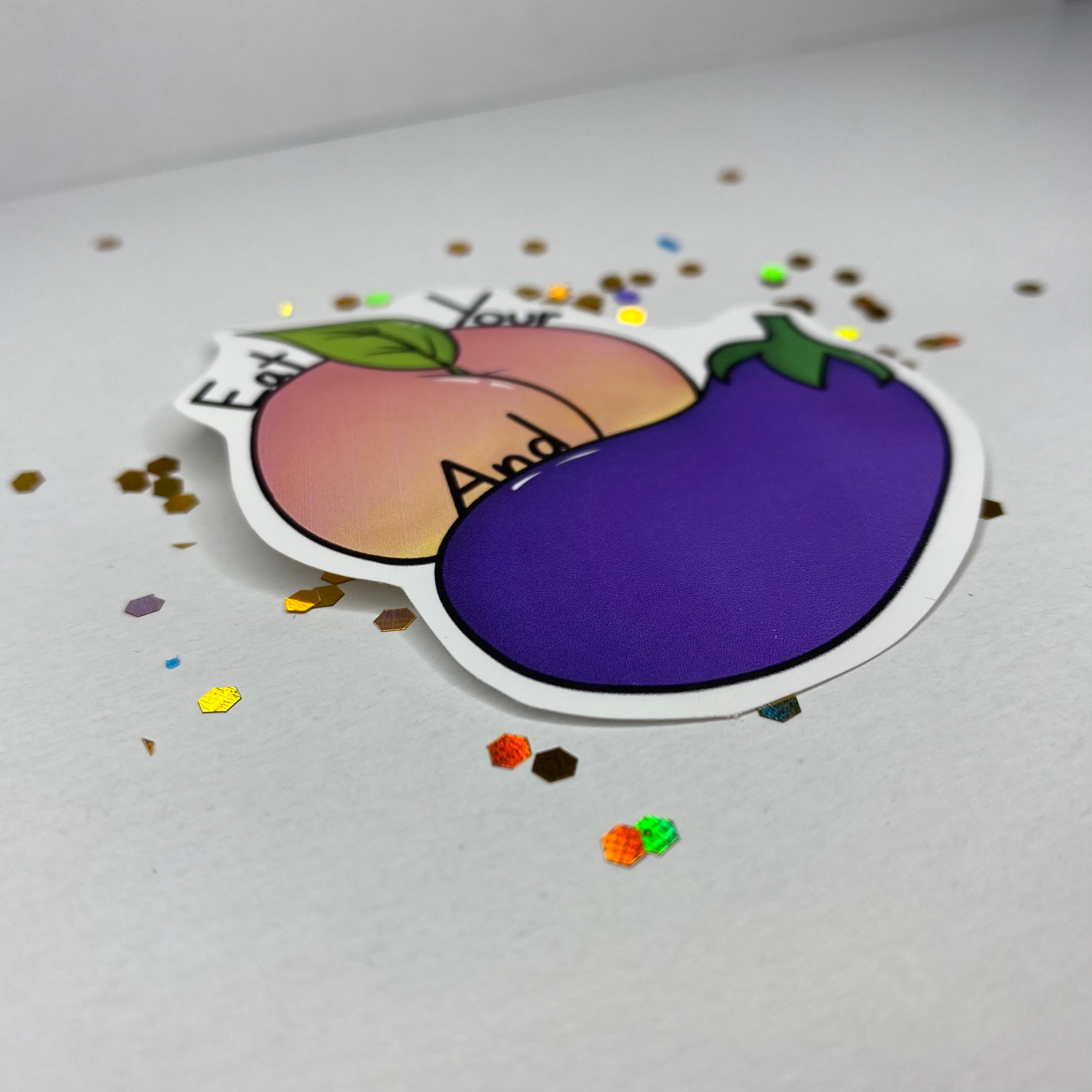 Eat Your Peaches and Eggplants Sticker Etsy