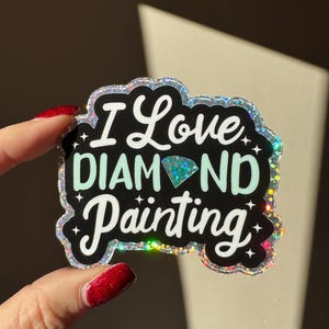 Novos adesivos holográficos maiores Eu amo pintura de diamante