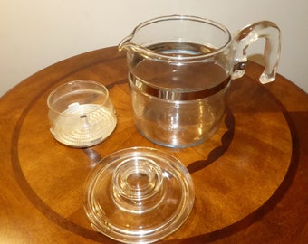 PYREX 6 Cup Clear Glass FLAMEWARE Coffee Percolator 7756 B. No Pump / Stem. Made in USA