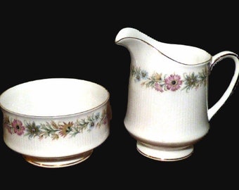 Crémier + sucrier Belinda PARAGON BONE CHINA fabriqué en Angleterre, crémier et sucrier ouvert des années 1980