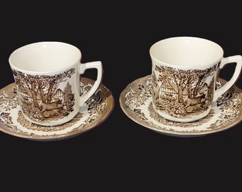 Romantic England Vintage JG Meakin Coffee / Tea / Mugs / Cups + Saucers England