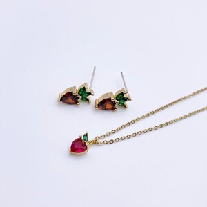 Strawberry Jewelry Set for Girls, Gold Plated, Jewelry for Girls, Studs for girls, Kids Jewelry, Gift for girls