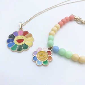 Rainbow Flower Jewelry Set, Kids Jewelry, Little Girls, Toddlers Necklace Set,  Little girls Dress Up Jewelry Set