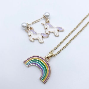 Unicorn Jewelry Set, Kids Jewelry, Little Girls, Toddlers Necklace Set,  Little girls Dress Up Jewelry Set