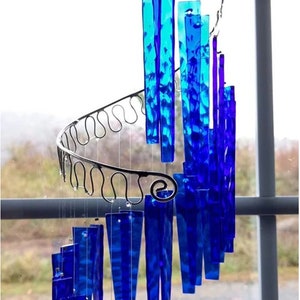 Blues in the Night Glass Spiral Wind Chimes - Jules Tones