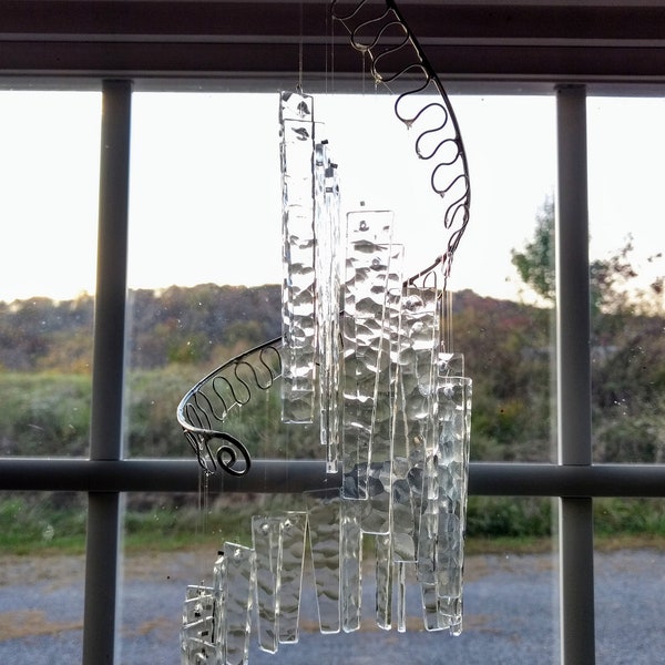 On a Clear Day Glass Spiral Wind Chimes - Jules Tones