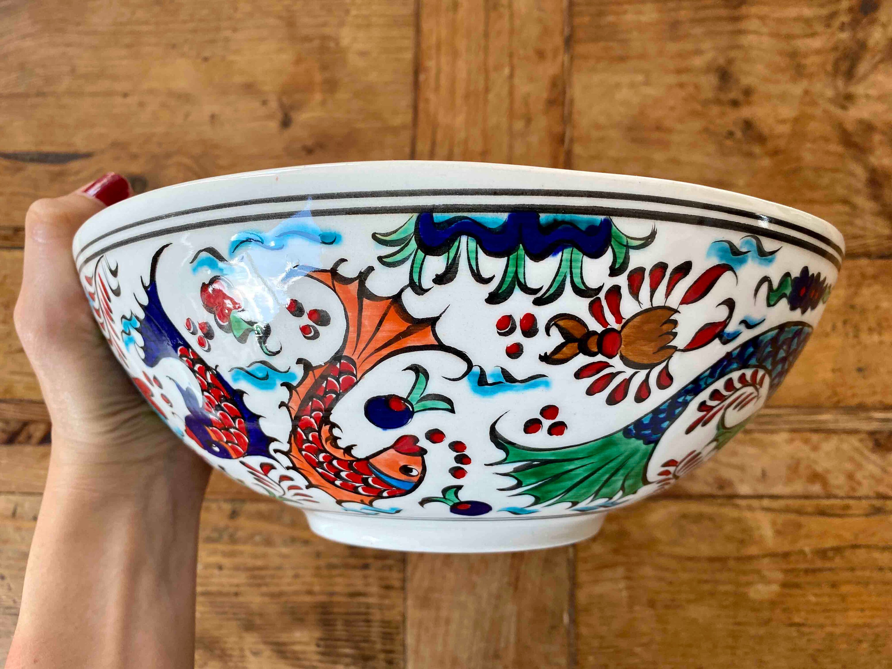 10'' Large Ceramic Salad Bowl Kutahya Cini Bowl Etsy