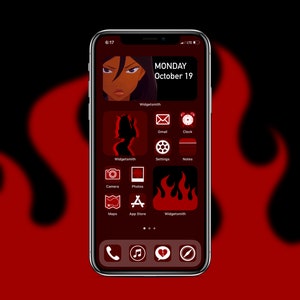 red aesthetic app pack IOS 14 baddie y2k black app icons! Boujee 2000’s personalized custom home screen anime cute digital iPhone covers