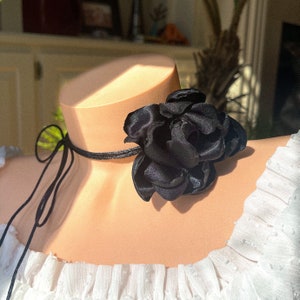 Gothic choker, Victorian accessories, dark aesthetic necklace, fabric flower choker, flower necklace, trendy, designer accessories, rose