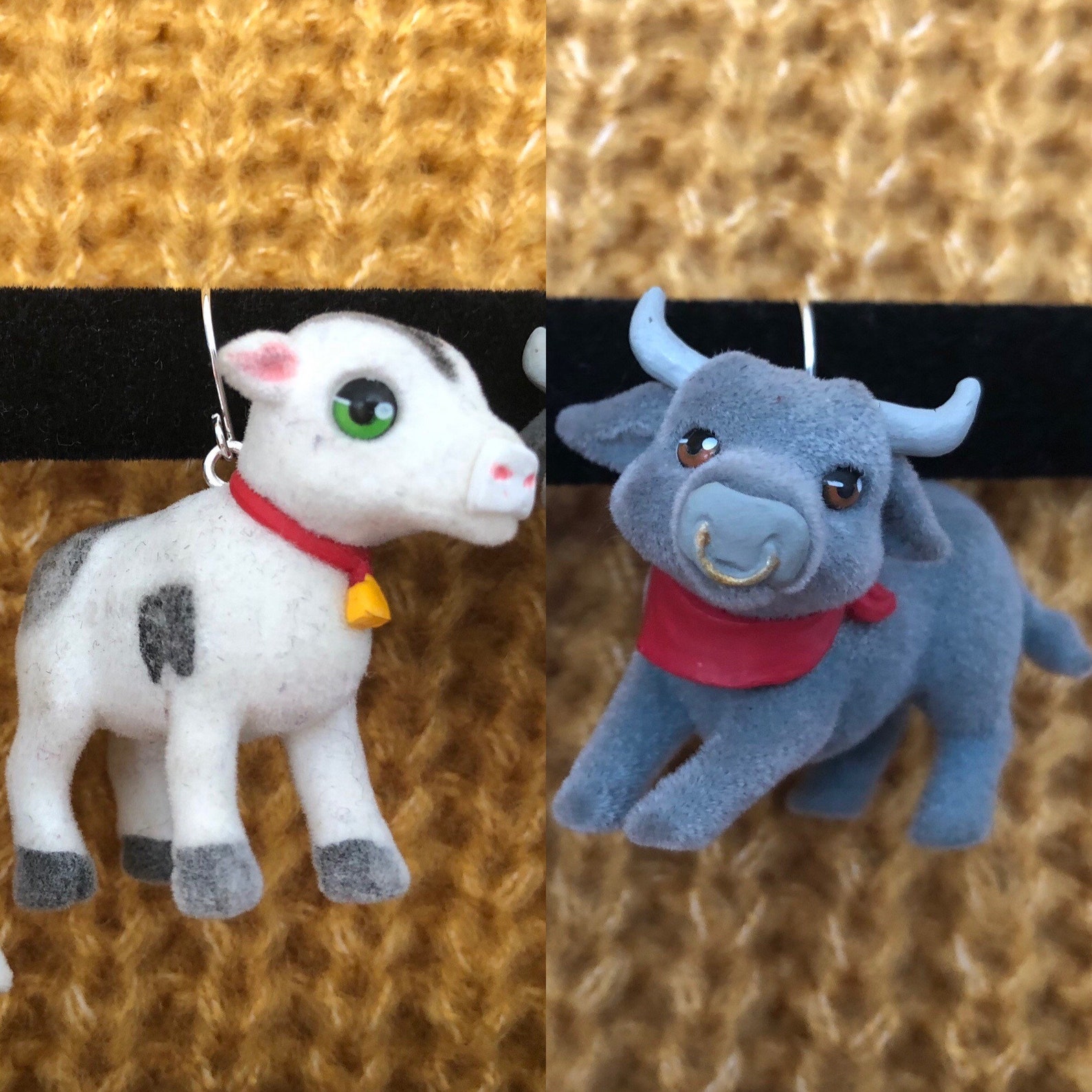 Animal Figure Earrings Farm In My Pocket Mouse Cow Bull Swan Etsy