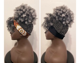UPDO BOX BRAID/ SHORT KINKY AFRO BUN PONYTAIL HEADBAND WIG Updo Box Braid/afro Kinky Curly Bun Ponytail Headband Wig  main image 4