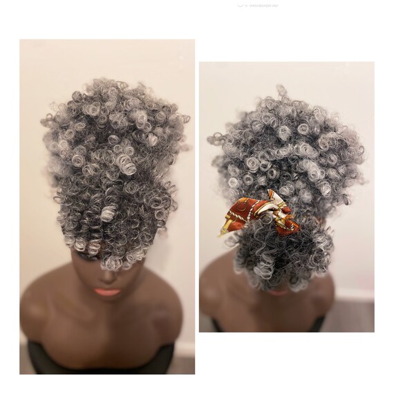 UPDO BOX BRAID/ SHORT KINKY AFRO BUN PONYTAIL HEADBAND WIG Updo Box Braid/afro Kinky Curly Bun Ponytail Headband Wig  main image 3