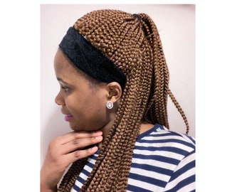 Box braid headband wig.