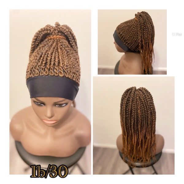 Updo box braid headband wig.