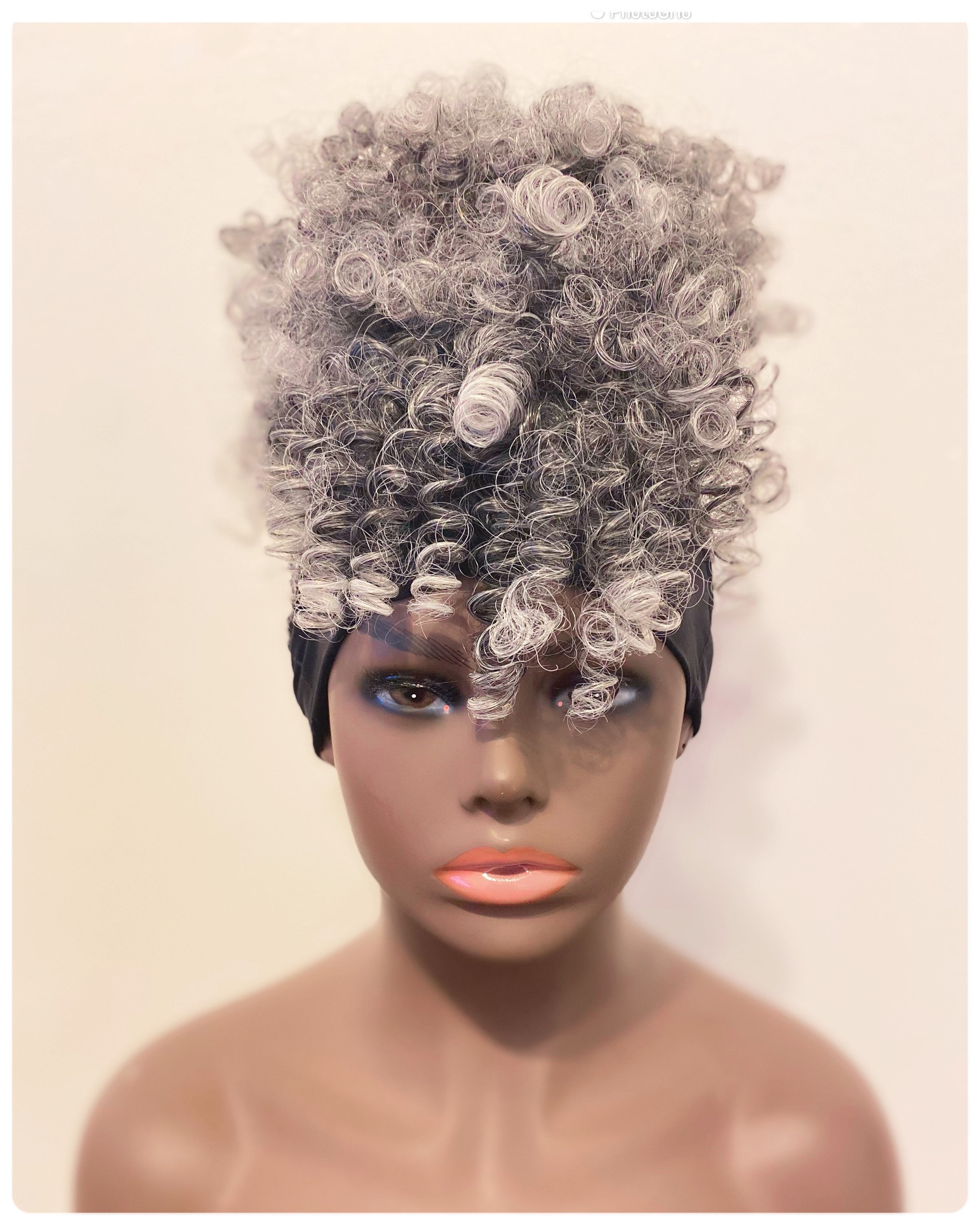 Updo Box Braid/afro Kinky Curly Bun Ponytail Headband Wig 