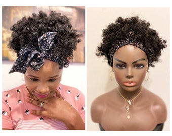 Afro kinky puff long head wrap wig/twist knotted headband/chiffon crisscross. Afro Kinky Puff Long Head Wrap Wig/twist Knotted Headband  main image 4