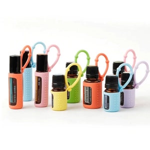 Colorful Essential Oil Holder Set - Silicone Protective Sleeves & Hanging Keychain Case for Essential Oil Bottles Storage