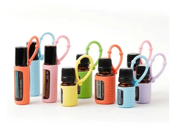 Colorful Essential Oil Holder Set - Silicone Protective Sleeves & Hanging Keychain Case for Essential Oil Bottles Storage