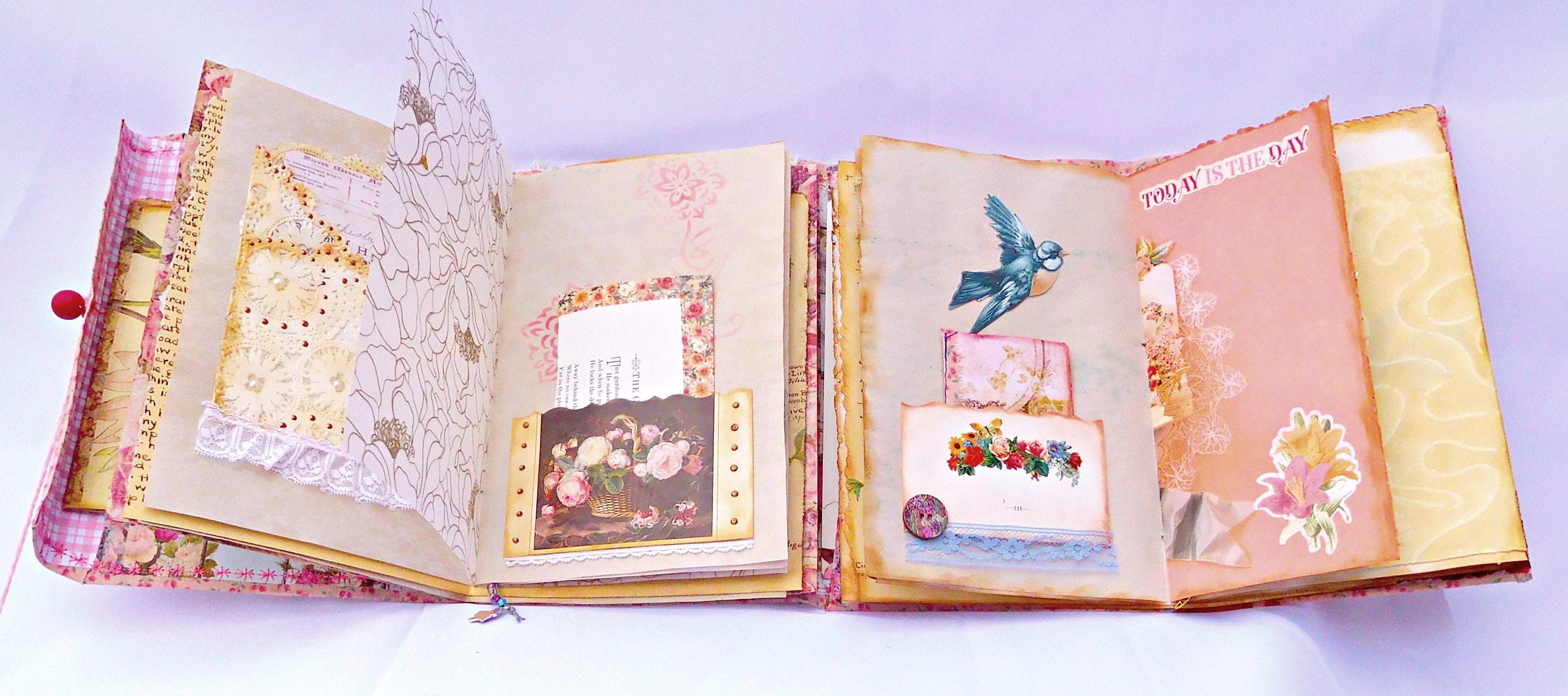 Pink Full Size Junk Journal Handmade Fabric Covered Semi-soft - Etsy