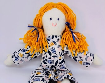 Rag doll with gumnut design on dress