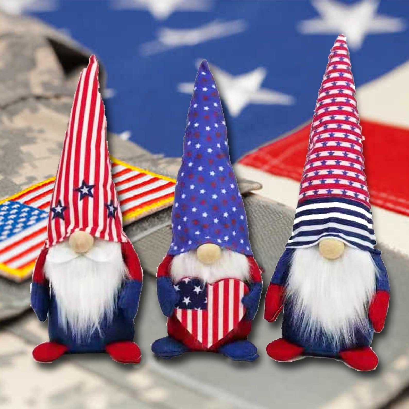 3Psc Creative American Patriotic Gnome Fourth of July Gnome | Etsy