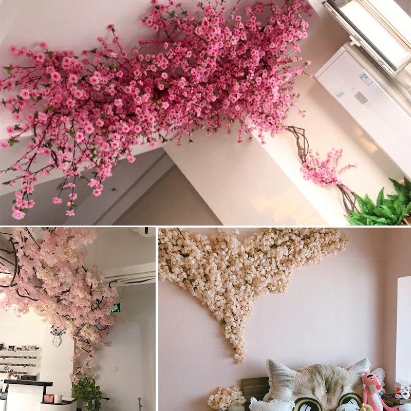  Árboles artificiales de cerezo en flor de simulación, árbol de  los deseos, árboles falsos de seda para oficina, dormitorio, sala de estar,  fiesta, decoración de boda, 1.6 x 1 m5.2 x