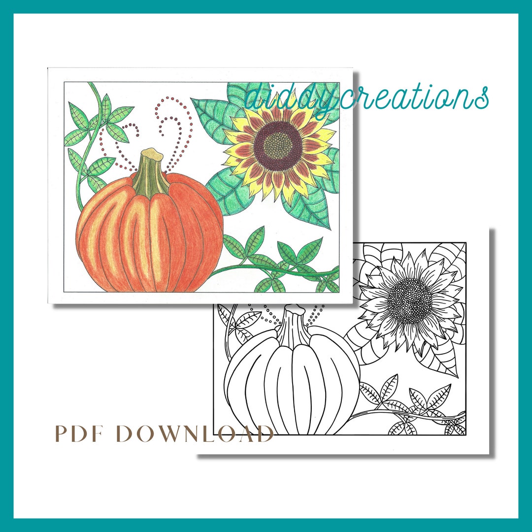 Fall Coloring Page PDF Digital Download Printable Adult Coloring Page ...