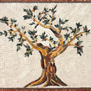 OLIVE TREE MOSAIC - Backsplash Marble Mosaic Tiles. Customization. Handcrafted Roman Mosaics