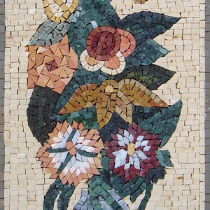 32&quot; Handmade  Portrait Mixed Roses And Flowers Medallion Mosaic Tiles For Living Room Walls