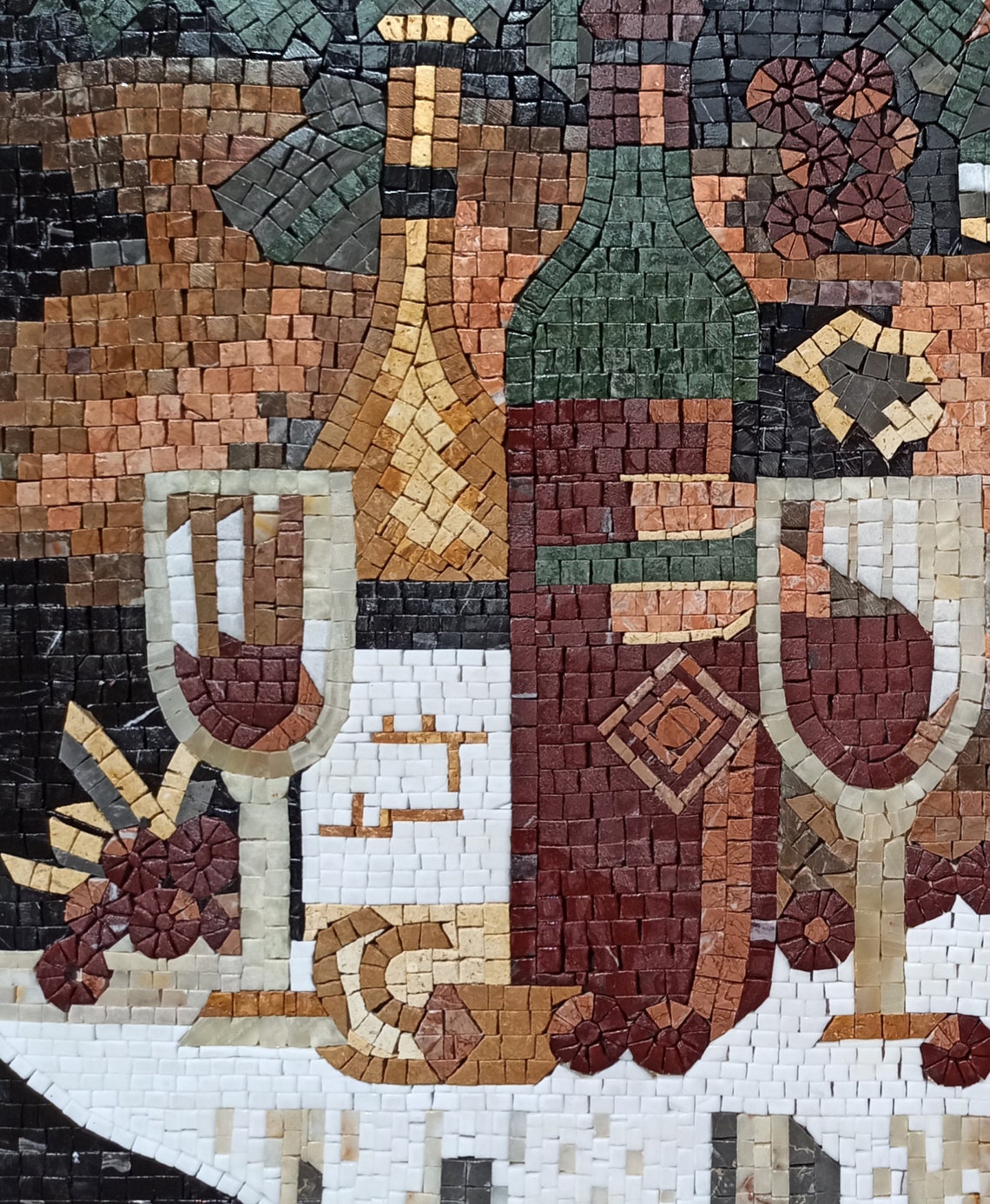 MOSAIC KITCHEN BACKSPLASH wine Glasses on a Table Mosaic Wall - Etsy