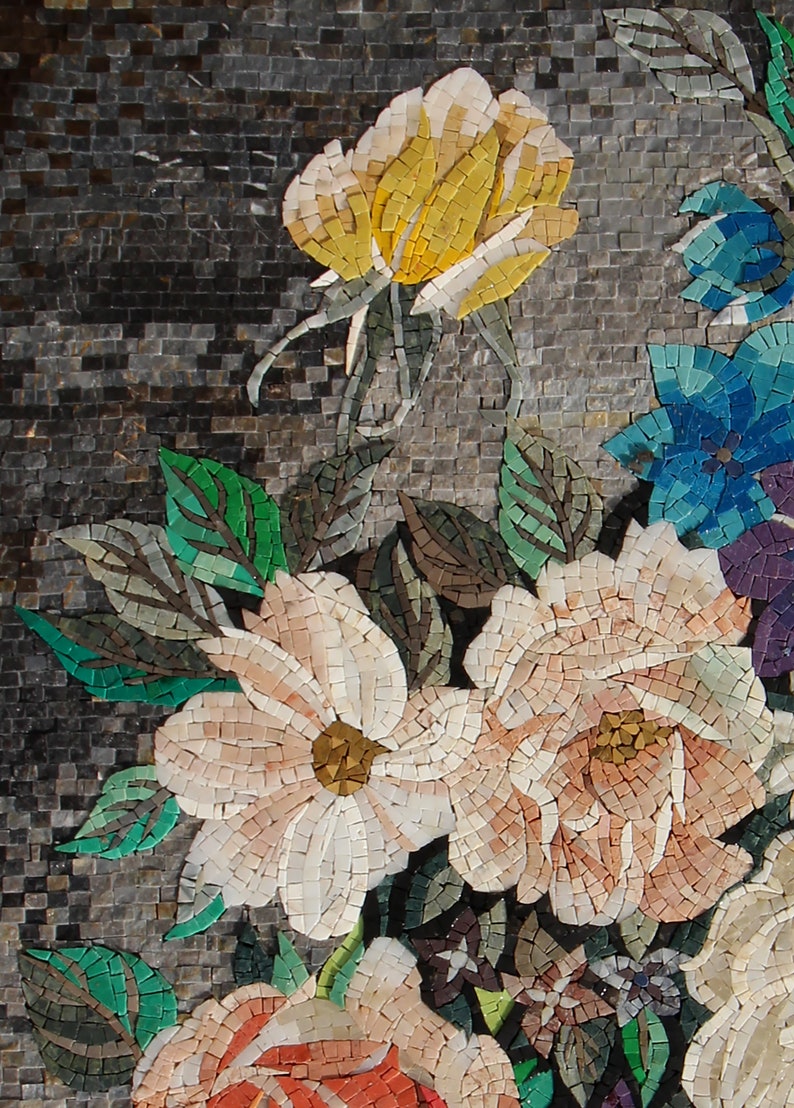 Handmade Marble Mosaic Art: Vertical Flower Vase Wall Decor - Etsy