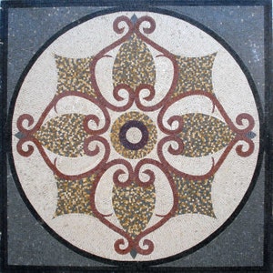 48” GEOMETRICAL MARBLE TILES | Floral Artwork Mosaic Marble Tiles For New Home Interior And Outdoor Flooring And Walls Decor
