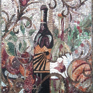 BACKSPLASH MOSAIC - Italian Kitchen Mosaic Tile Wall Art - Wall Hanging Art - Handmade Wine Kitchen Décor