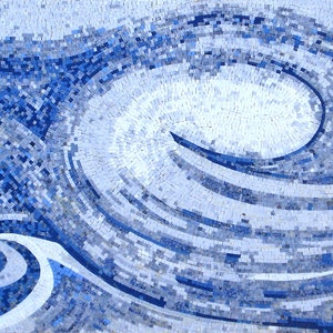 OCEAN MOSAIC TILES | Sea View Blue Waves Artwork Tiles For Living Room Walls | Tiles For Interior Outdoor Entry Walls And House Warming