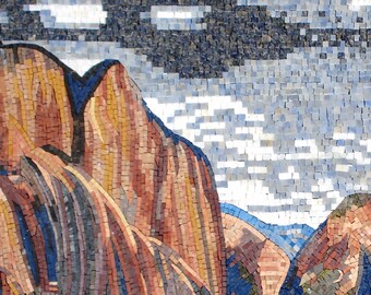 Handmade Mountain Mosaic Tile Art: Stone & Marble Wall Decor (58