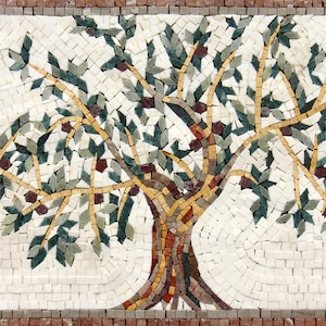 OLIVE TREE MOSAIC - Backsplash Marble Mosaic Tiles. Customization. Handcrafted Roman Mosaics