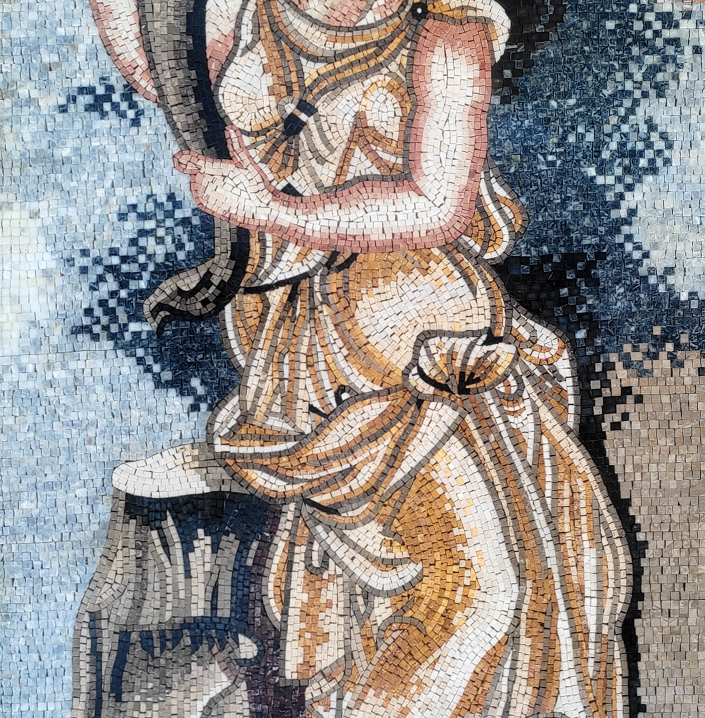 手作りのケレスモザイクタイルアート：豊穣の角を持つローマの女神