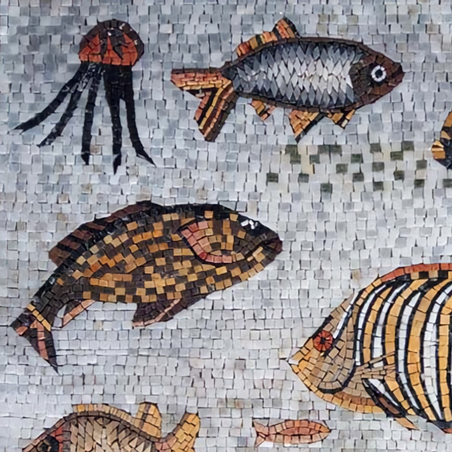 Handmade Sea Animal Marble Mosaic Tile Mural (32