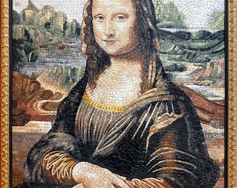MONA LISA MOSAIC | Leonardo Da Vinci Artist Reproduction Mosaic Art Tiles | Archetypal Masterpiece Mosaic Tiles For House Warming Gift