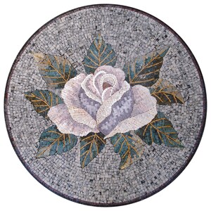 23&quot; Single Blooming Rose Mosaic Wall Art For Kitchen And Living Room| Mosaic Stone Art For Wall  And New Home Decor