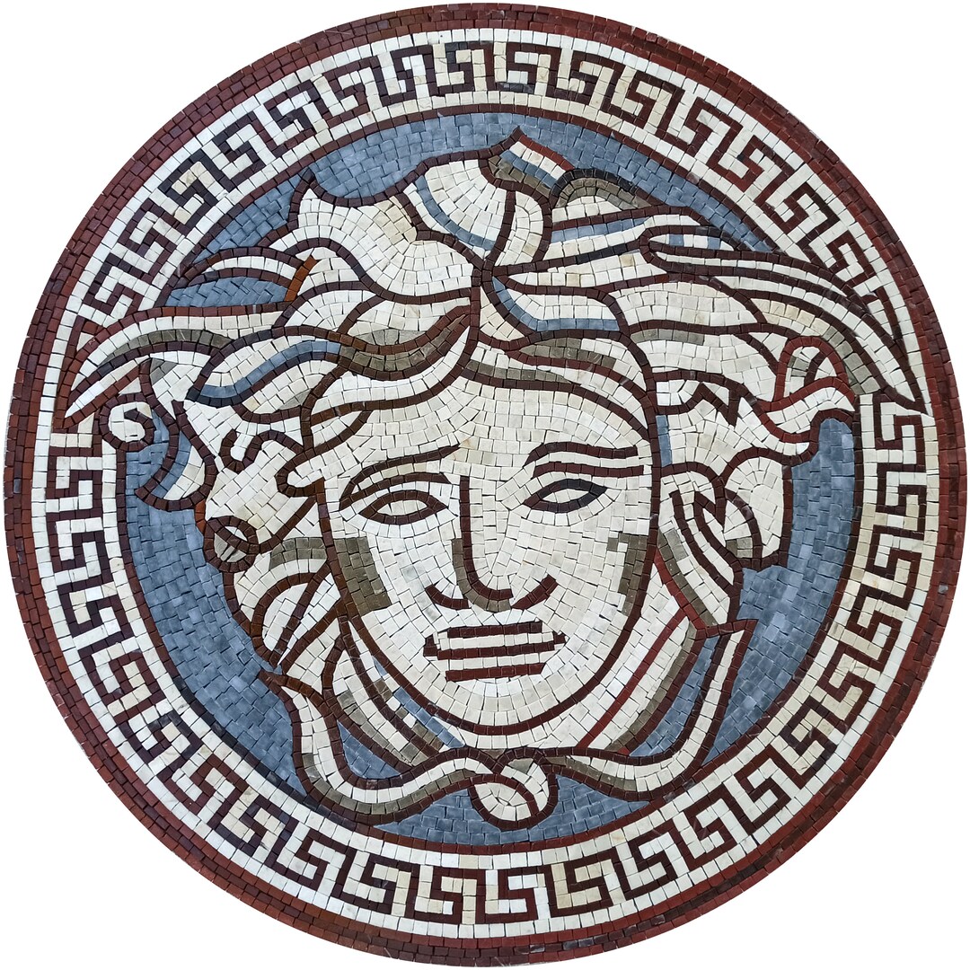 Handmade Medusa Head With Greek Key Border Mosaic Medallion Art Tile - Etsy