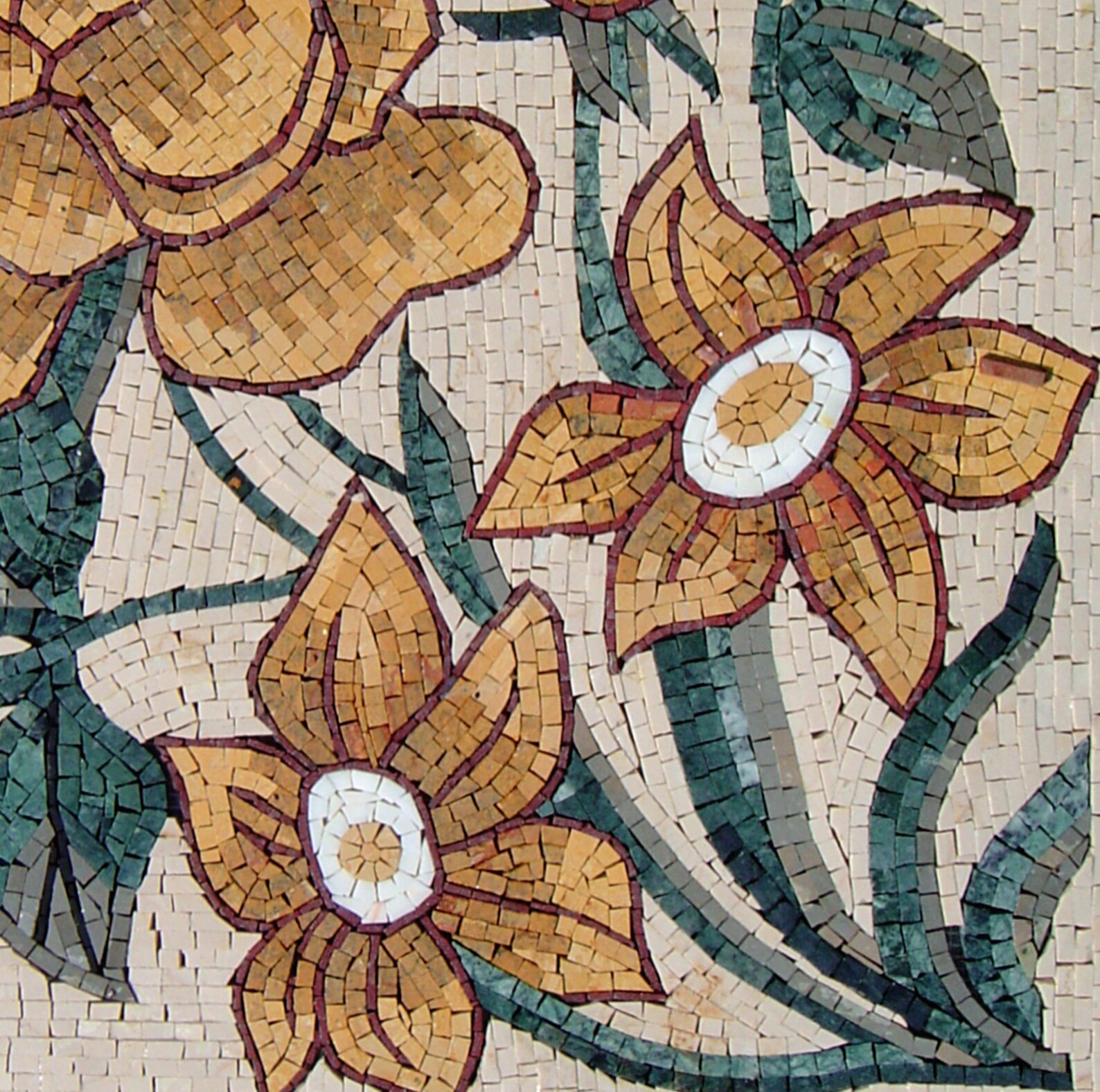 36 Handmade Marble Mosaic Flowers Vine Art Tile Décor Etsy