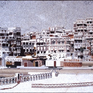 YEMEN MOSAIC MURALS |Yemen City Old View Scenery Tiles For Living Room Walls | Tiles For Interior And Outdoor Entry Walls